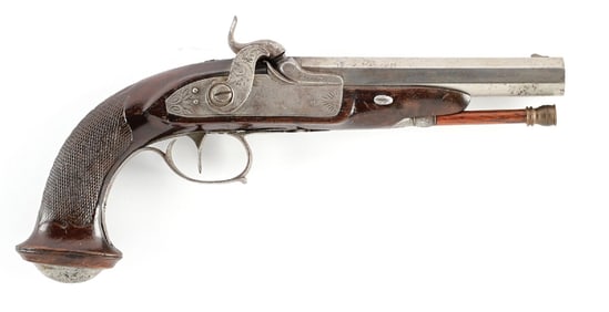 (A) BELGIAN PROOFED PERCUSSION BELT PISTOL.