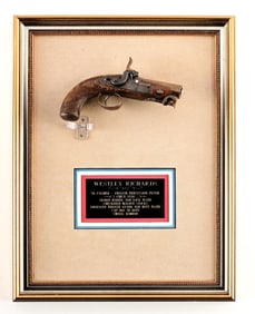 (A) WESTLEY RICHARDS PERCUSSION PISTOL WITH DISPLAY.