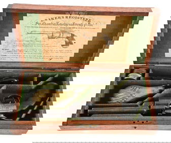 (A) CASED T.K. BAKER BAR HAMMER SINGLE ACTION PERCUSSION REVOLVER