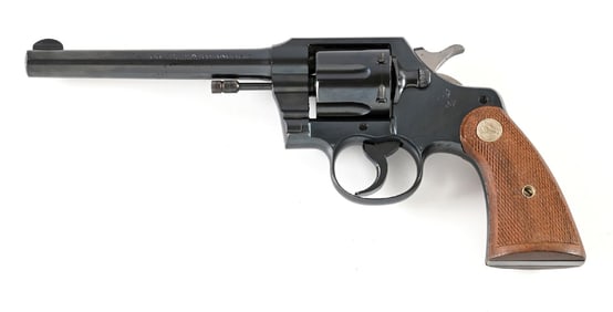 (C) FIRST YEAR COLT OFFICIAL POLICE .22 DOUBLE ACTION REVOLVER WITH IVORY GRIPS.