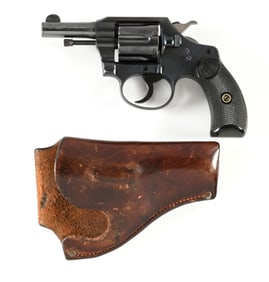(C) COLT POCKET POSITIVE .32 POLICE DOUBLE ACTION REVOLVER WITH HOLSTER.