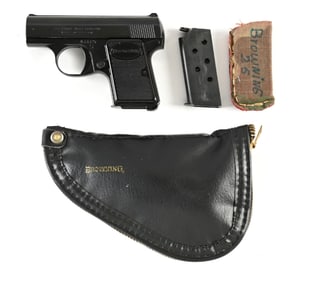 (C) BELGIAN BROWNING BABY .25 ACP SEMI-AUTOMATIC PISTOL WITH CASE (1968).