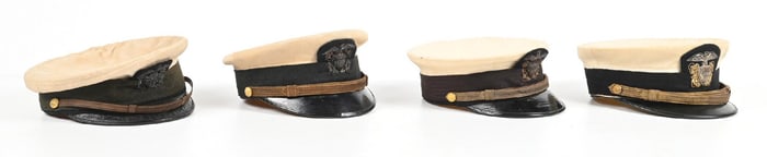 LOT OF 4: US WWI NAVY OFFICER'S SUMMER HATS.