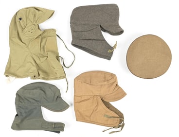 LOT OF 4: US WWI AND WWII WINTER HATS.