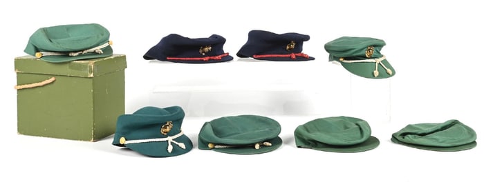 LOT OF 8: US WWII-POST-WWII US MARINE CORPS WOMEN'S RESERVE ENLISTED COVERS.