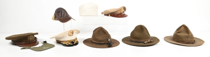 LOT OF 10: US WWI-WWII ARMY HATS.
