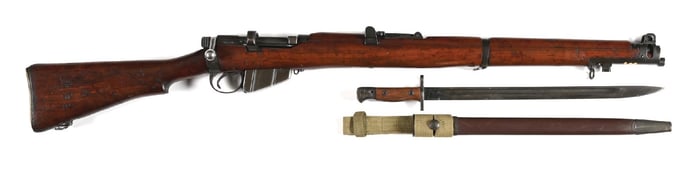 (C) WWI LITHGOW SHTLE III BOLT ACTION RIFLE WITH BAYONET.