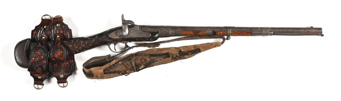 (A) DECORATED AMOSKEAG MODEL 1861 SPECIAL CONTRACT MUSKET ALTERED TO EASTERN TASTE.