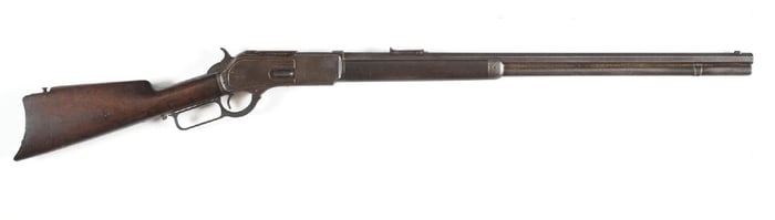 (A) WINCHESTER MODEL 1876 LEVER ACTION RIFLE.