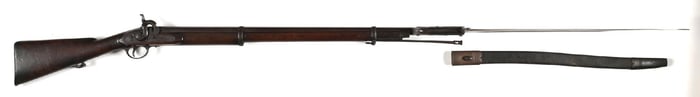 (A) ENGLISH PATTERN 1853 ENFIELD RIFLE-MUSKET AND BAYONET.