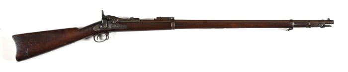(A) U.S. SPRINGFIELD BAYONET MODEL 1888 TRAP DOOR SINGLE SHOT RIFLE.