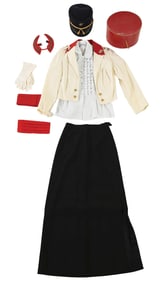 RARE POST-WWII WOMAN MARINE FORMAL EVENING DRESS WITH TIARA.