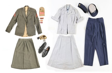 LOT OF 3: U.S. WWII U.S. NAVY WAVES AND FEMALE MARINE UNIFORM GROUPING.