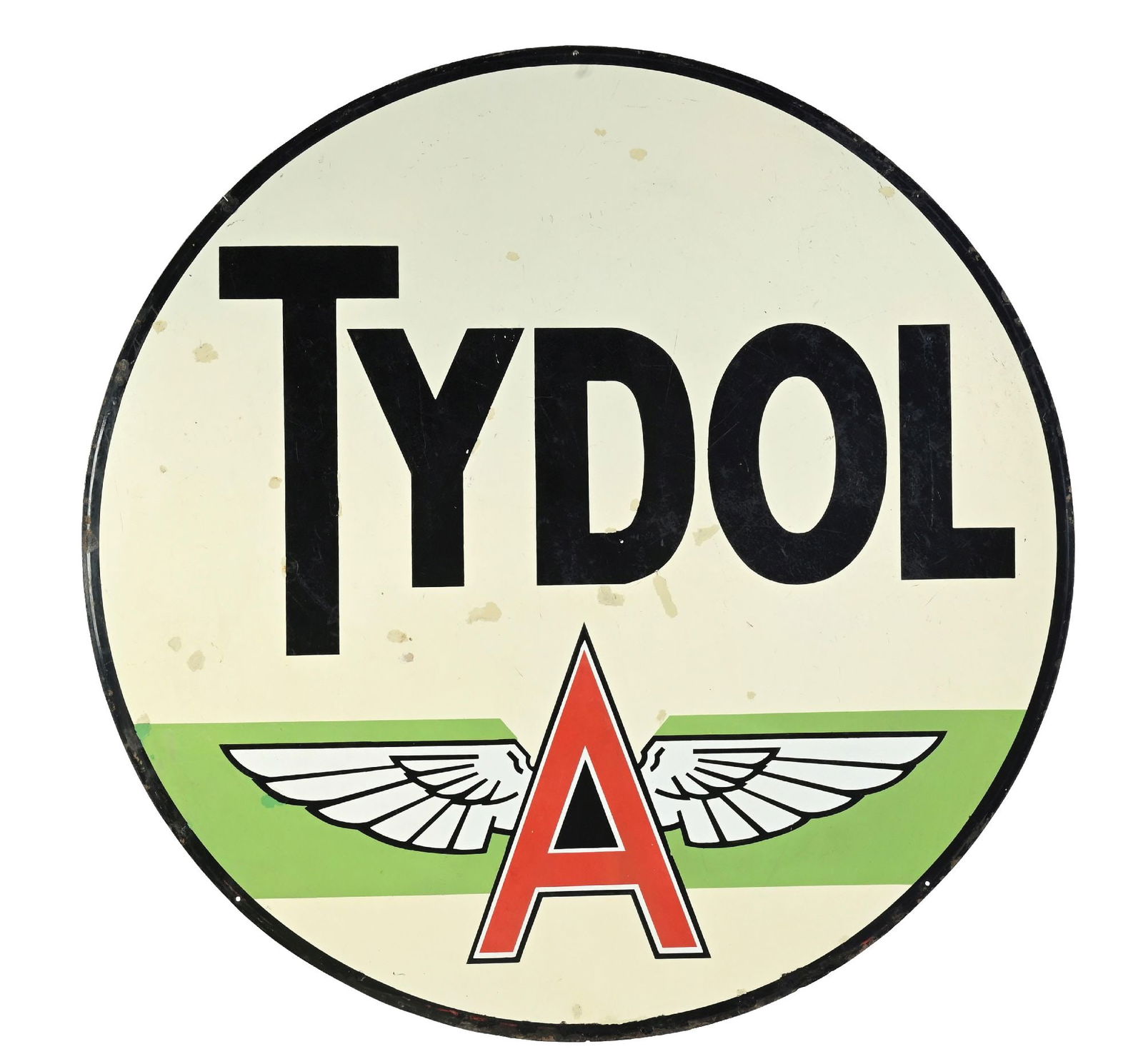 TYDOL GASOLINE PORCELAIN SIGN WITH FLYING A GRAPHIC (1 of 2)