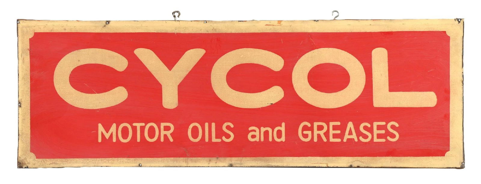 CYCOL MOTOR OILS AND GREASES TIN SERVICE STATION SIGN (1 of 2)