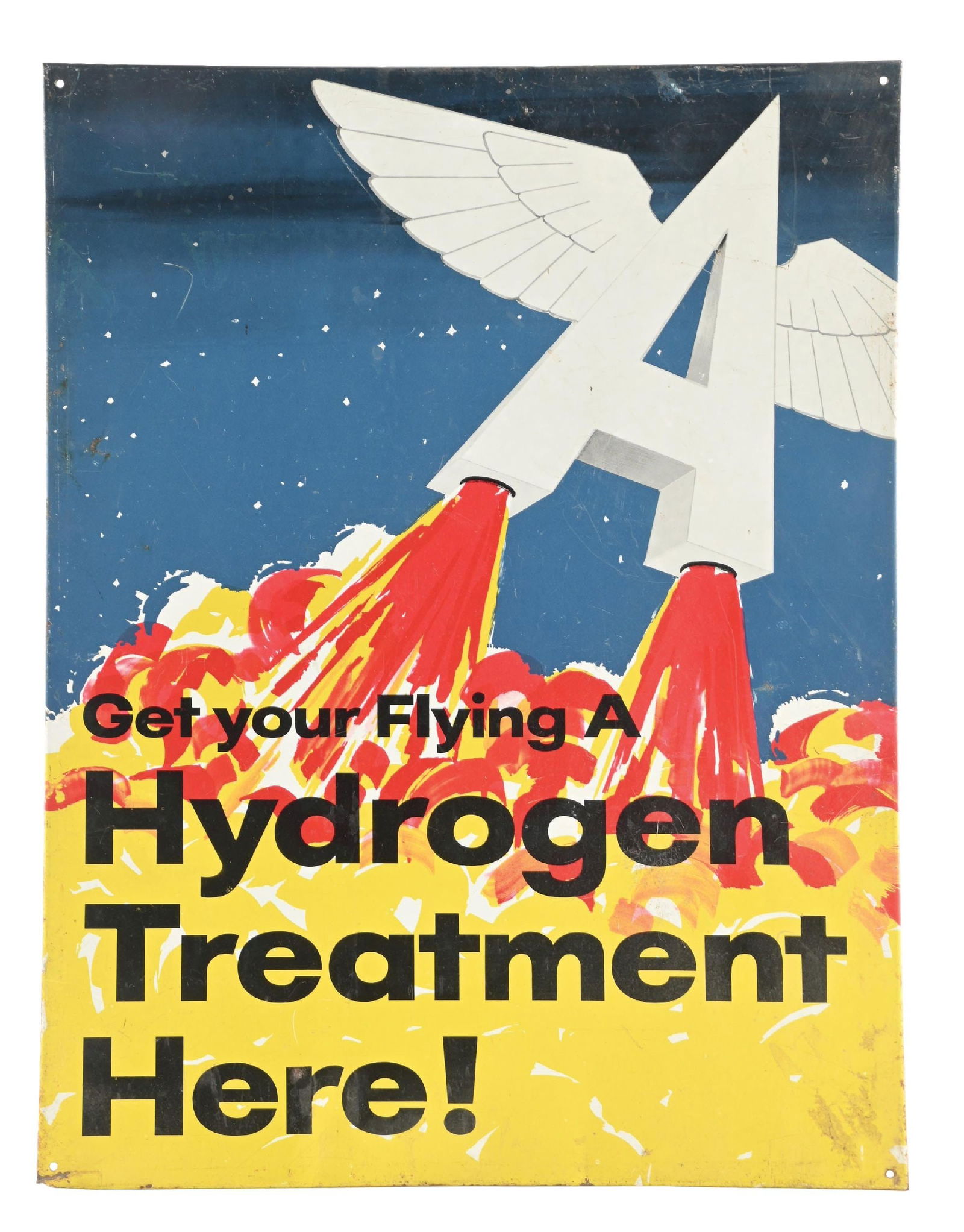 FLYING A GASOLINE HYDROGEN TREATMENT TIN SIGN (1 of 2)