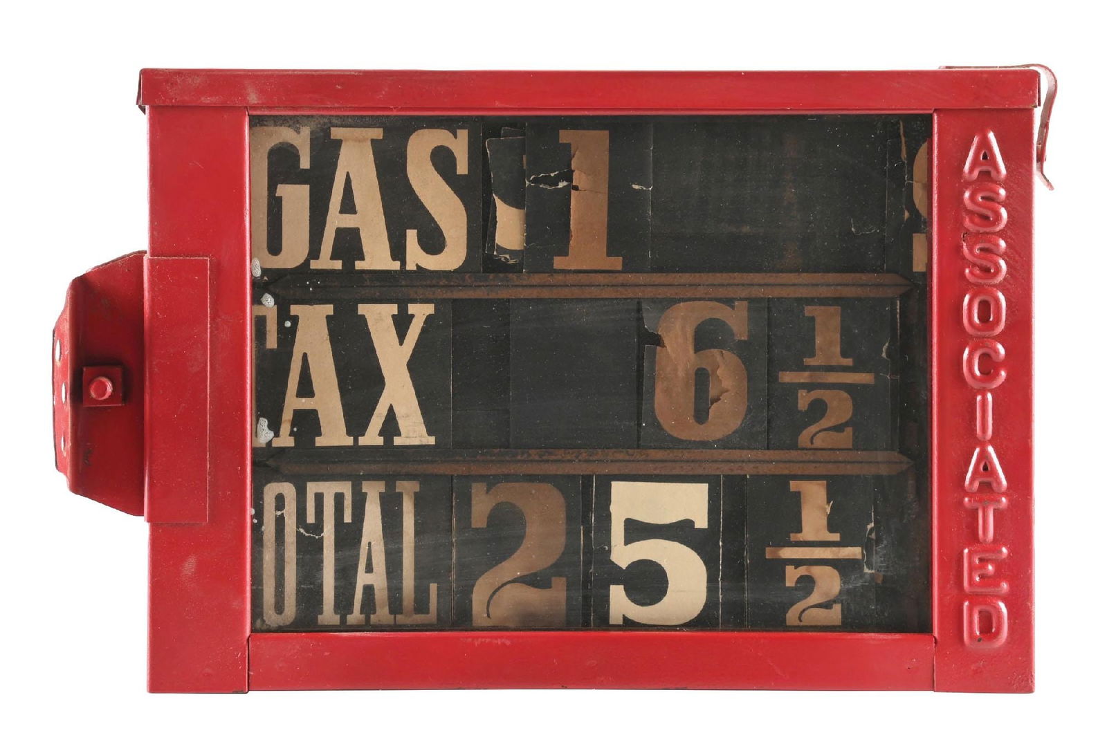 ASSOCIATED GASOLINE EMBOSSED TIN PRICER BOX (1 of 2)