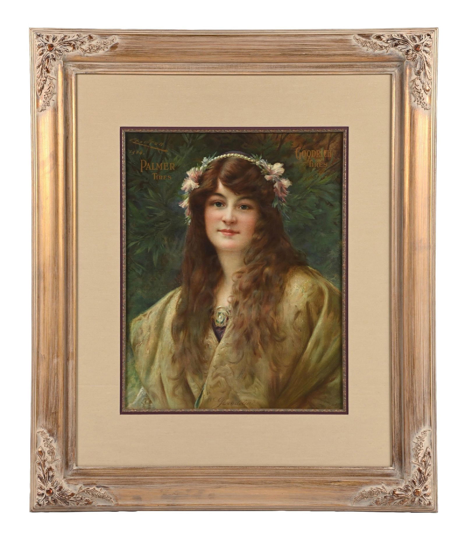 PALMER AND GOODRICH TIRES FRAMED PORTRAIT ADVERTISEMENT "GWENDOLEN" (1 of 3)