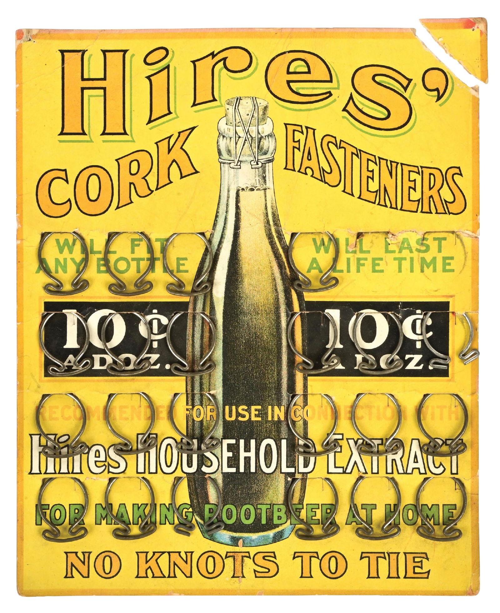 HIRES' CORK FASTENERS CARD STOCK STORE DISPLAY W/ BOTTLE GRAPHIC (1 of 2)