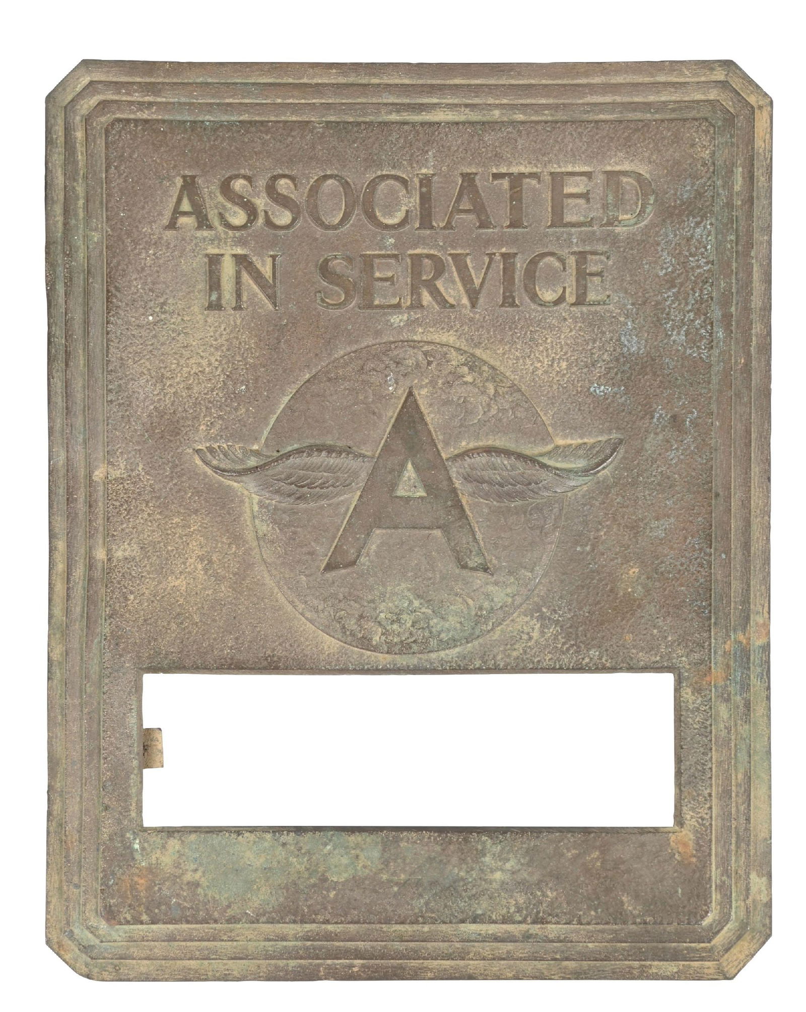 ASSOCIATED IN SERVICE CAST BRONZE SERVICE STATION PLAQUE (1 of 2)