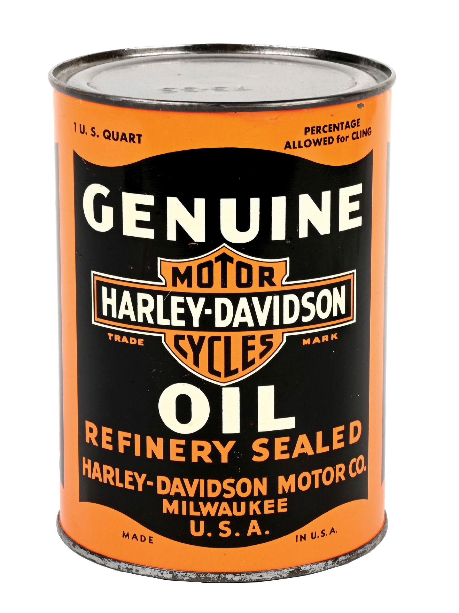 HARLEY DAVIDSON MOTORCYCLE OIL ONE QUART CAN (1 of 6)