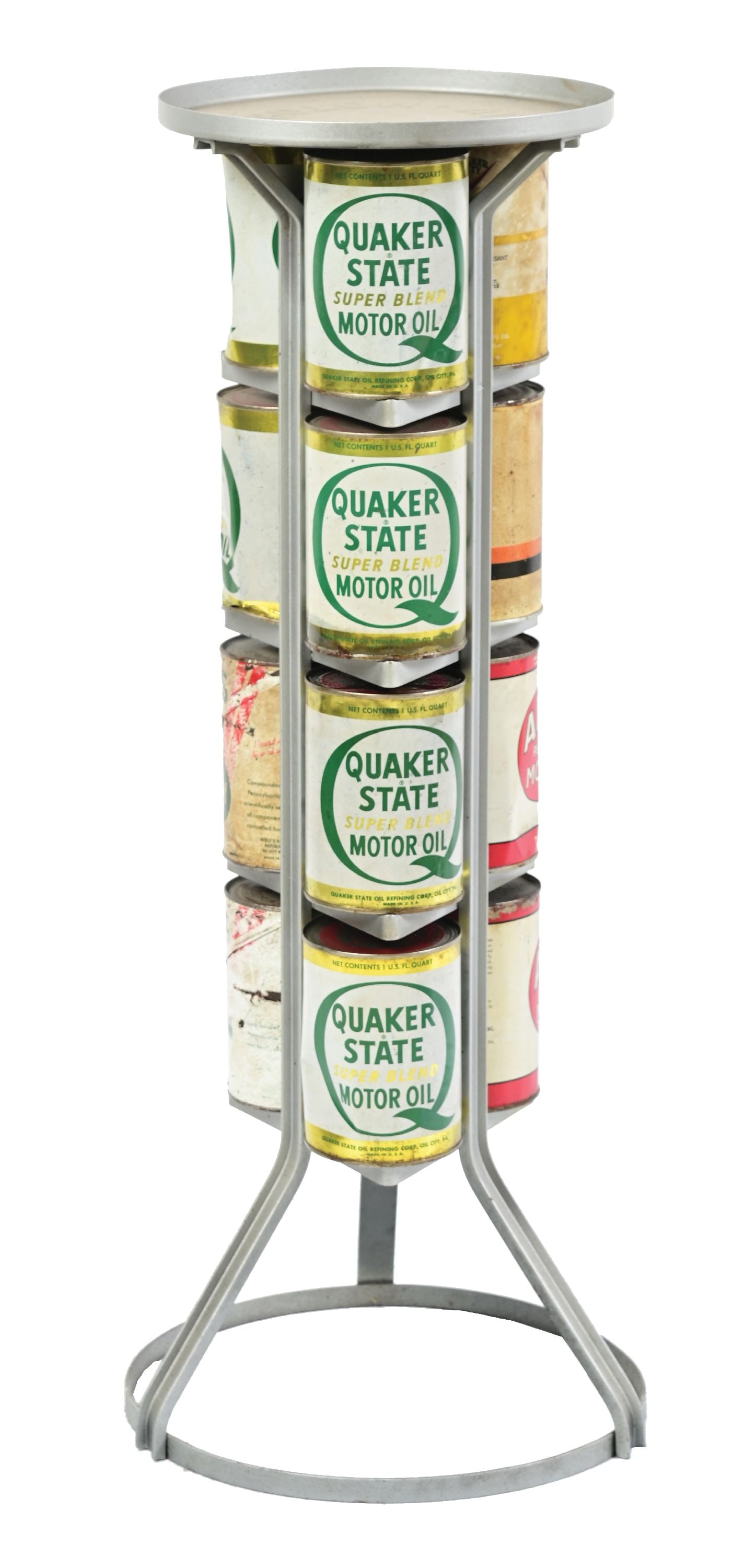SERVICE STATION QUART CAN DISPLAY RACK W/ CANS. (1 of 4)