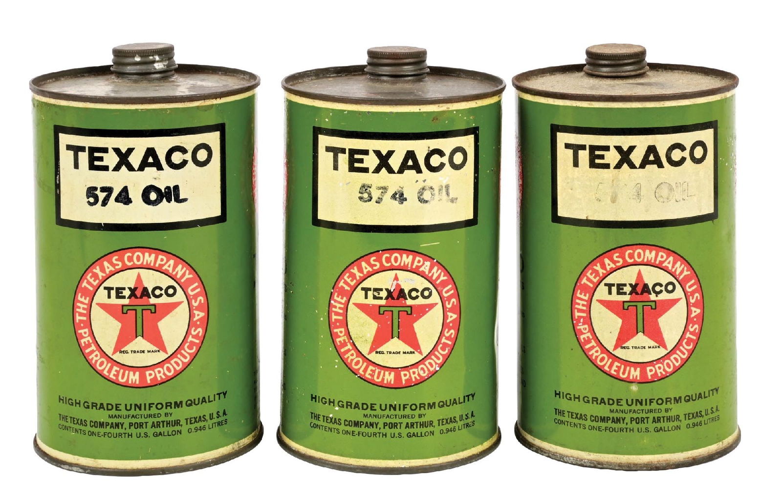 COLLECTION OF 3: TEXACO MOTOR OIL ONE QUART CANS (1 of 4)