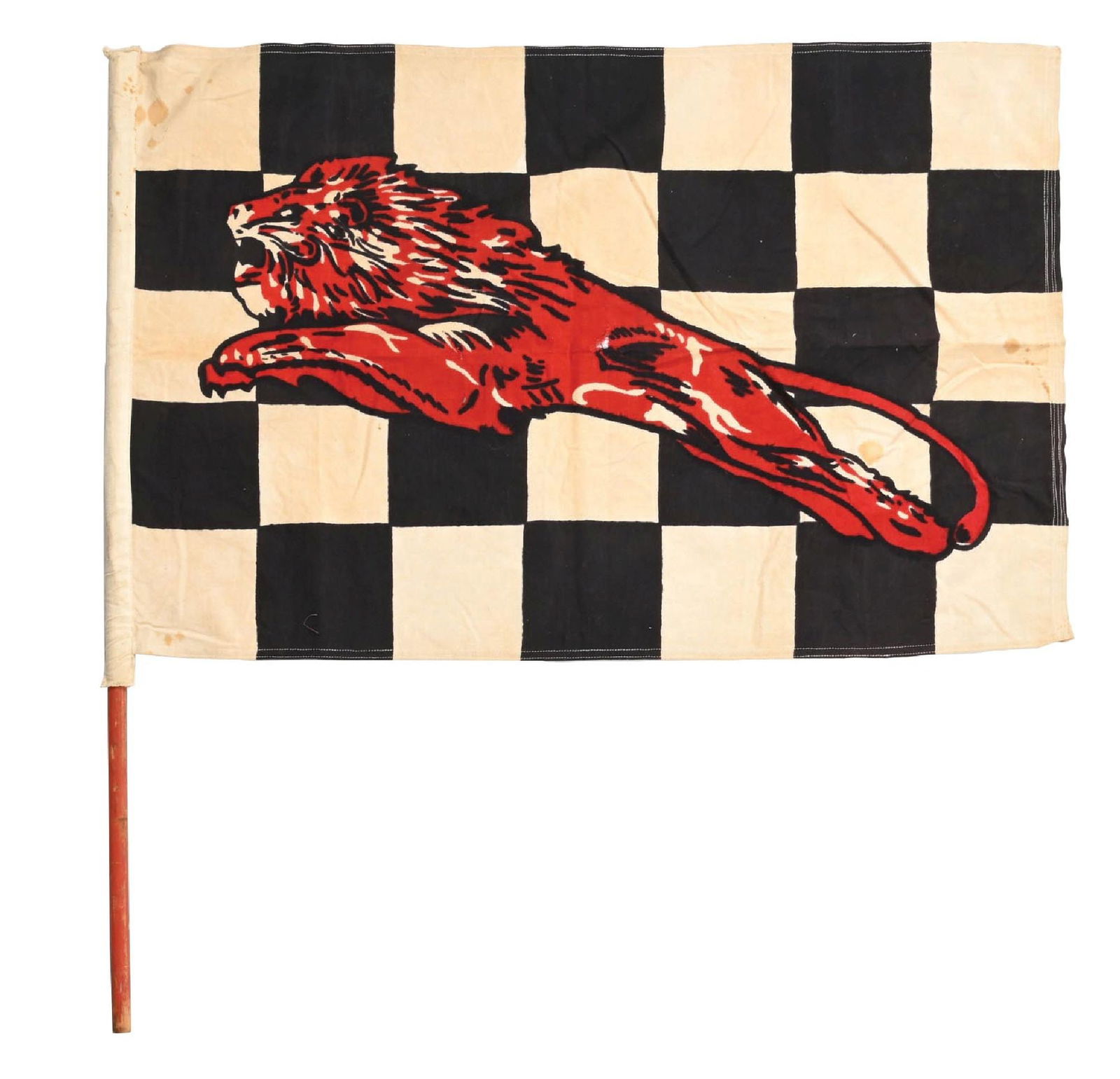 ORIGINAL GILMORE GASOLINE SERVICE STATION CHECKERED FLAG WITH LEAPING LION GRAPHIC (1 of 2)