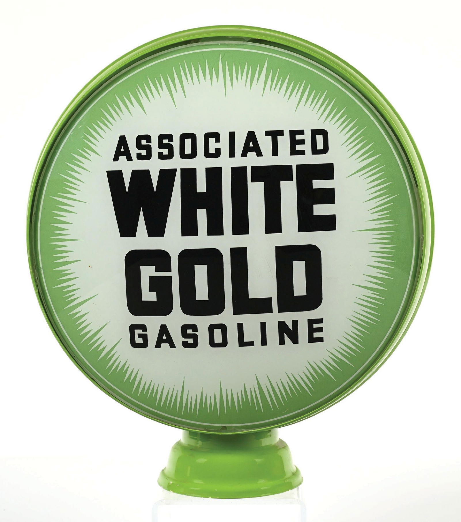 ASSOCIATED WHITE GOLD GASOLINE COMPLETE 15" GLOBE ON METAL LOW PROFILE BODY - 2
