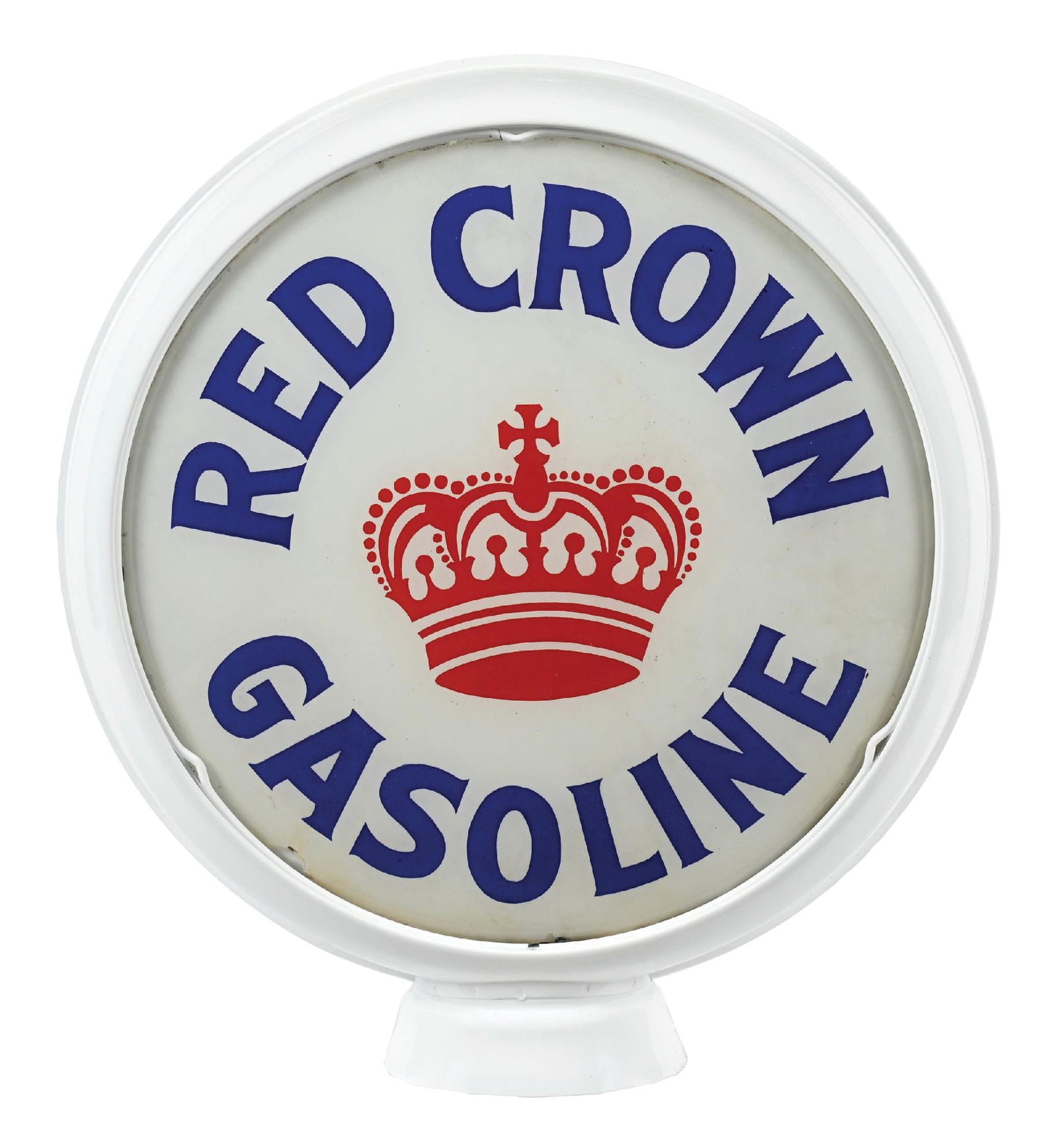 RARE RED CROWN GASOLINE SINGLE 15" GLOBE LENS ON HIGH PROFILE METAL BODY (1 of 4)