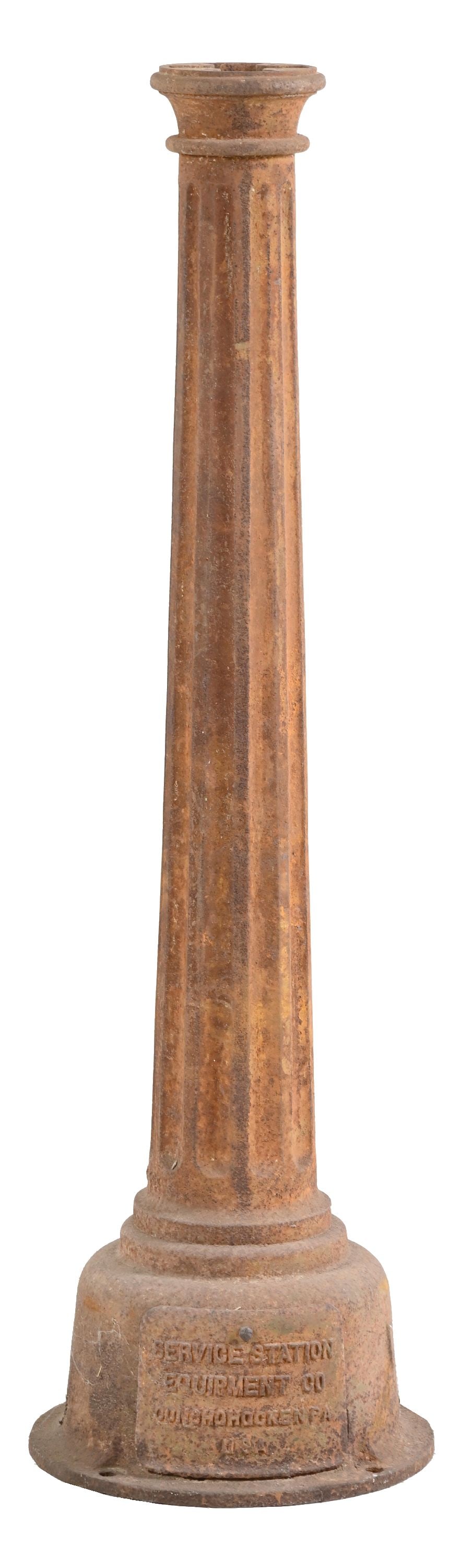 SERVICE STATION EQUIPMENT CO. CAST IRON FLUTED BASE. (1 of 3)