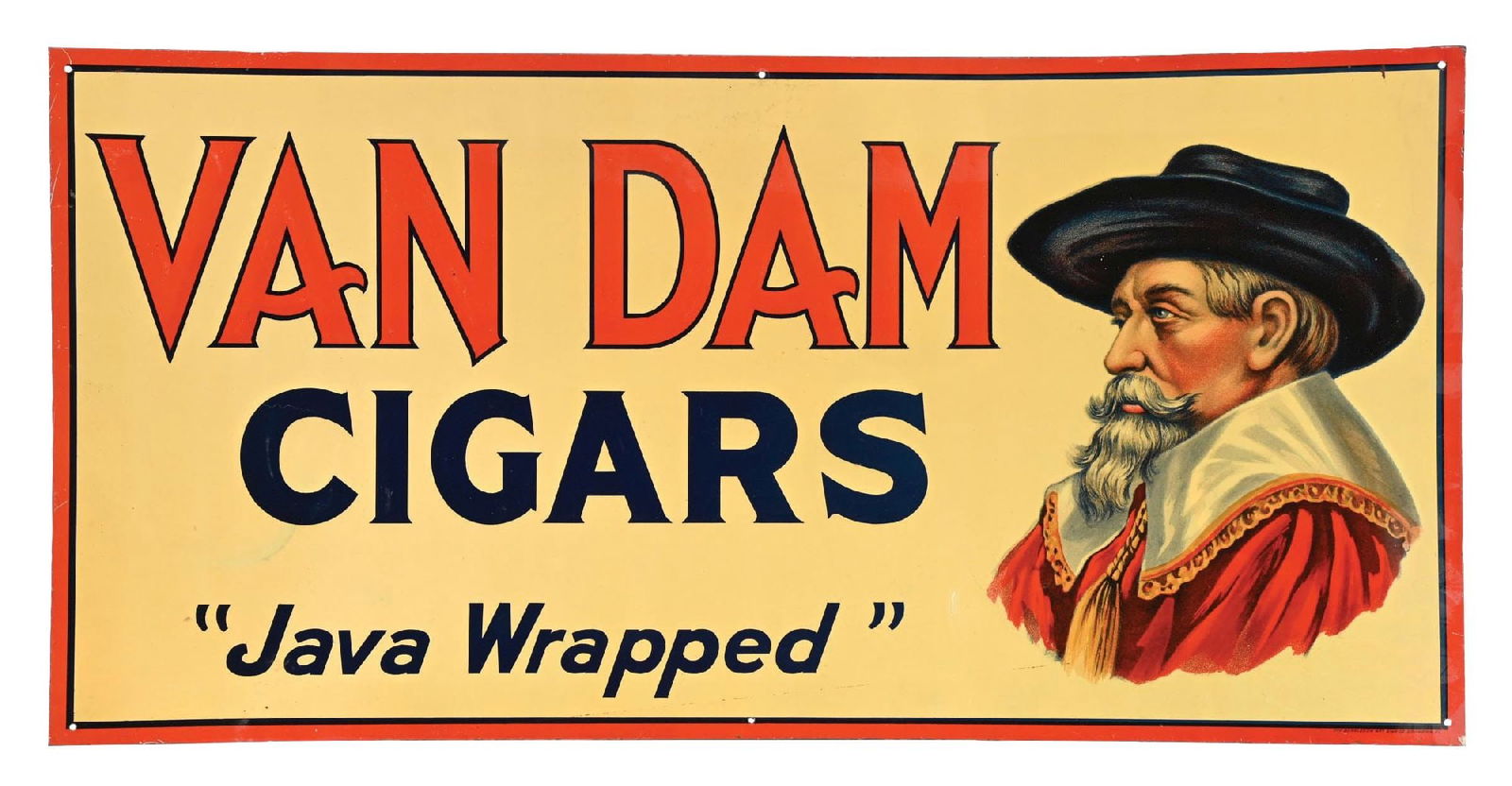TIN ADVERTISING SIGN FOR VAN DAM CIGARS (1 of 3)