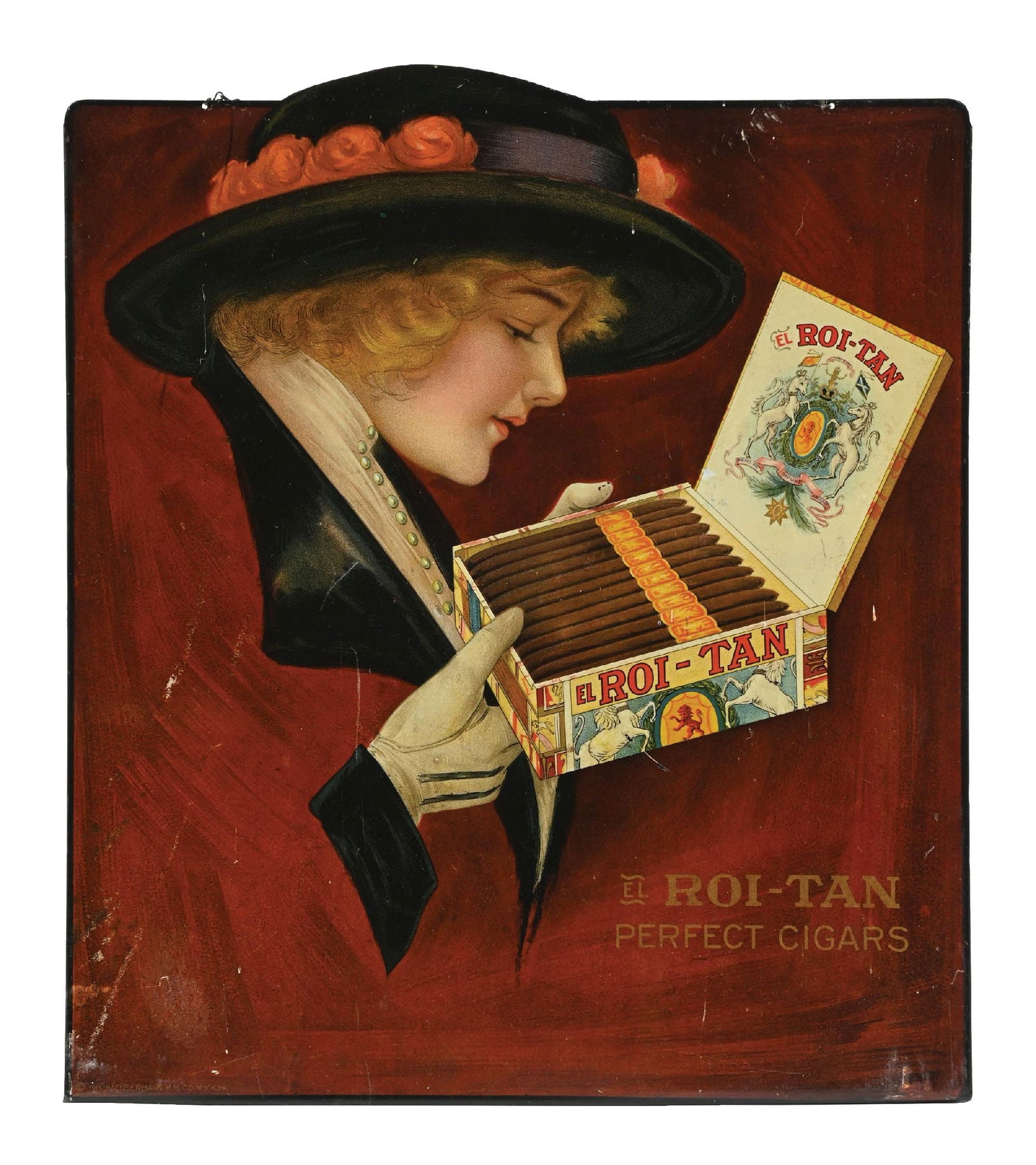 TIN ADVERTISING SIGN FOR ROI-TAN PERFECT CIGARS (1 of 2)