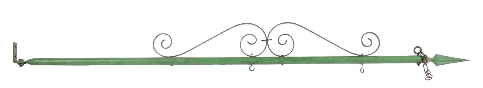 ORIGINAL LARGE WALL BRACKET FOR DOUBLE-SIDED SIGN: CONDITION: Original sign bracket, generally seen holding a double-sided Coca-Cola porcelain sign. In original green paint, showing no breaks, cracks, or repairs. This is not a standard shippable item