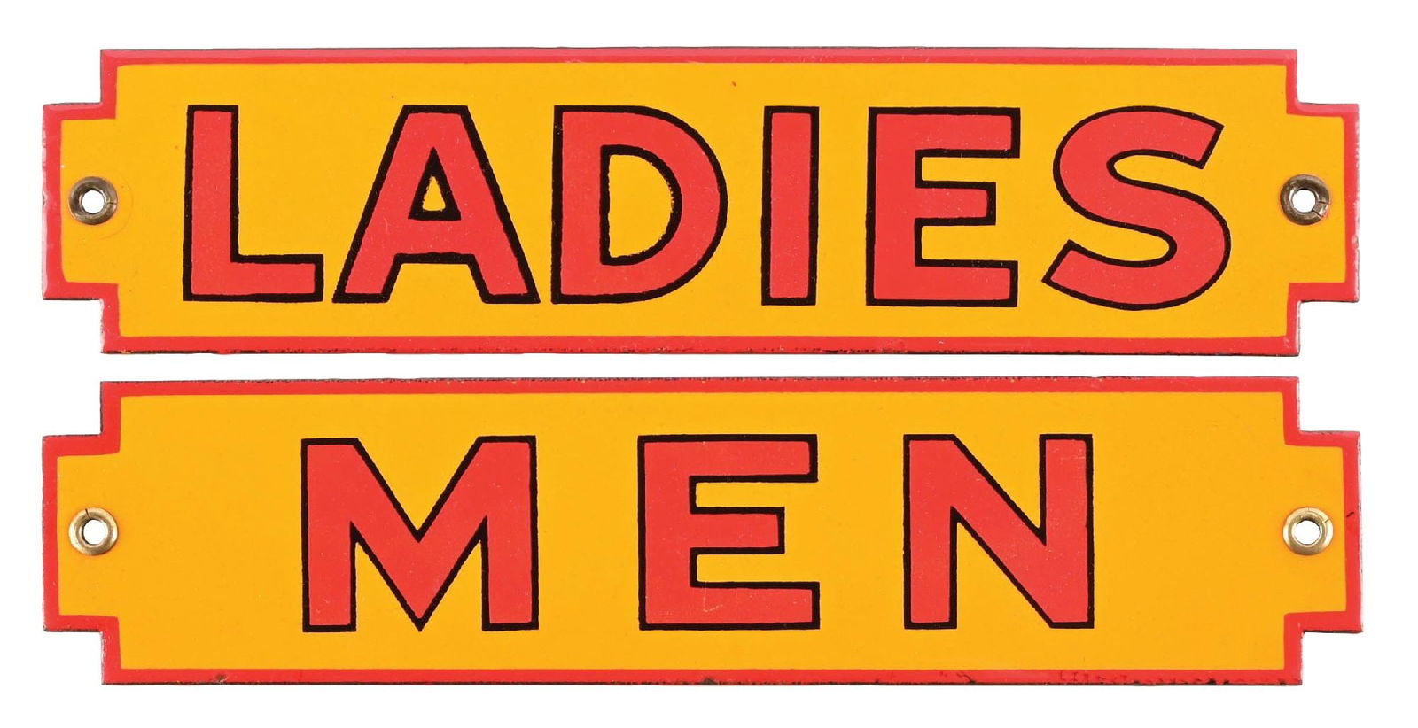 RARE SHELL MEN & LADIES PORCELAIN SERVICE STATION REST ROOM DOOR SIGNS (1 of 2)