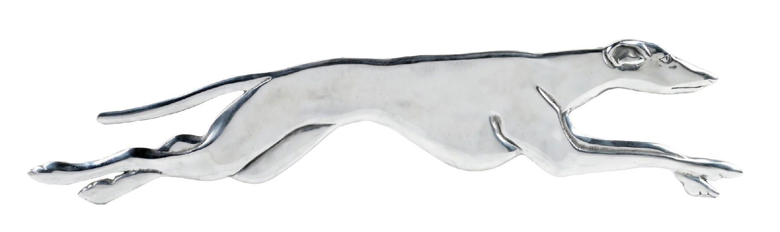 GREYHOUND BUS LINES FIGURAL DOG SIGN: Single Sided Cast Metal Greyhound Dog original mounted to Bus. CONDITION: Excellent original condition showing minor areas of light age wear to the metal but free of any notable wear. Outer edges are