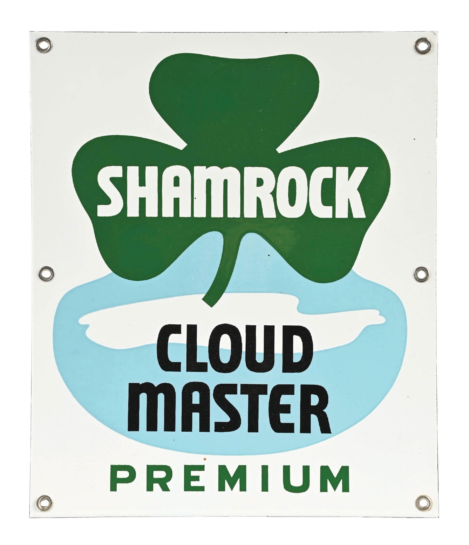 SHAMROCK CLOUD MASTER PREMIUM PORCELAIN PUMP PLATE SIGN (1 of 2)