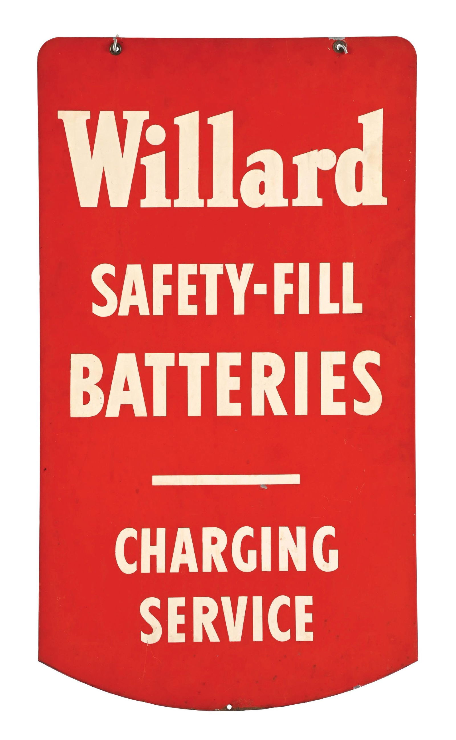WILLARD SAFETY-FILL BATTERIES & CHARGING SERVICE TIN SIGN (1 of 2)