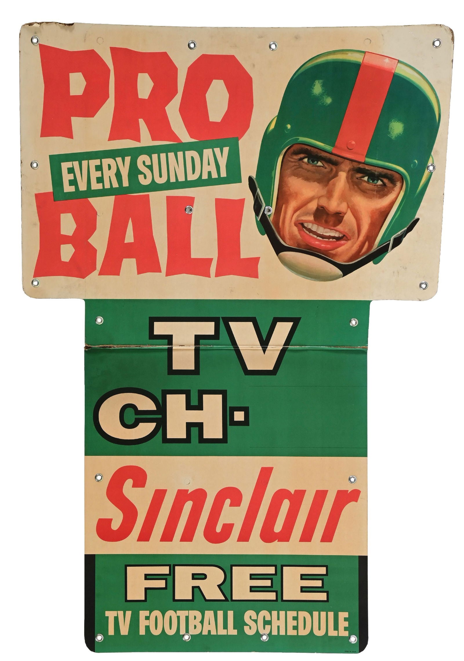 SINCLAIR PRO EVERY SUNDAY BALL FREE TV FOOTBALL FOLDABLE CARDBOARD BILLBOARD (1 of 3)