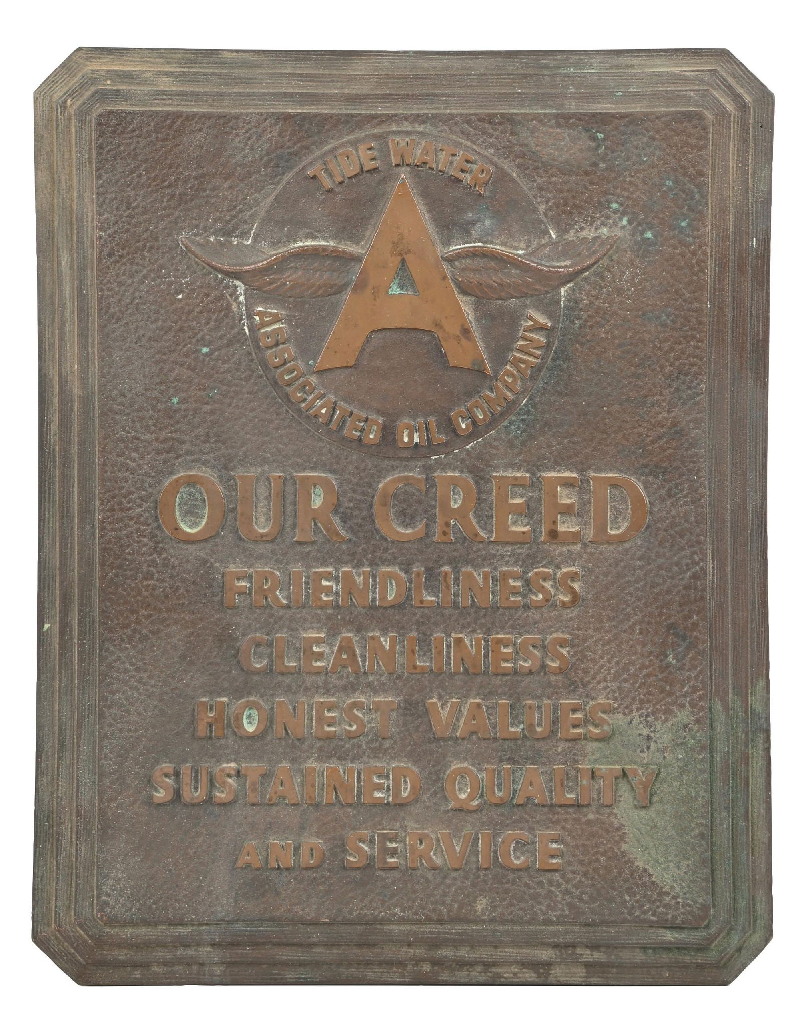 ASSOCIATED OIL COMPANY "OUR CREED" BRONZE SERVICE STATION PLAQUE (1 of 3)