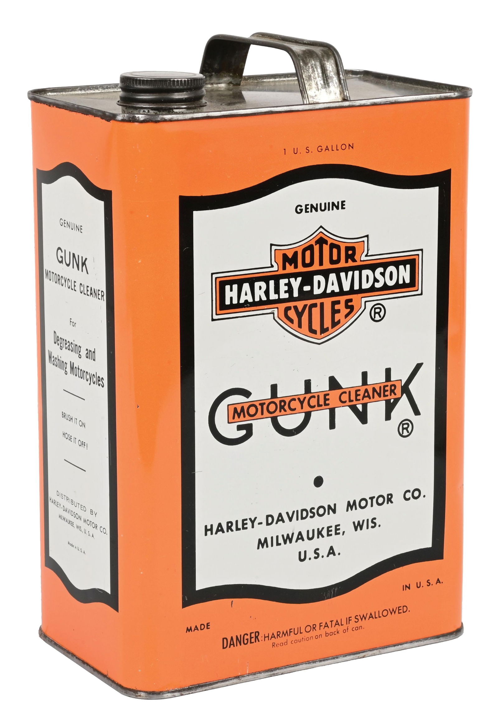 HARLEY DAVIDSON MOTORCYCLE GUNK CLEANER ONE-GALLON OIL CAN (1 of 4)