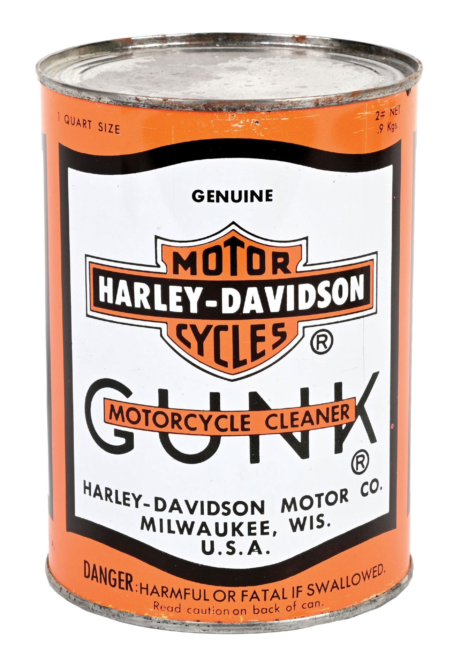 HARLEY DAVIDSON MOTORCYCLES GUNK MOTORCYCLE CLEANER ONE-QUART CAN (1 of 6)