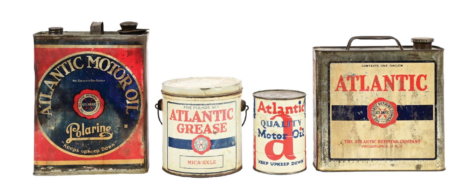COLLECTION OF 4: ATLANTIC MOTOR OIL & GREASE CANS (1 of 4)