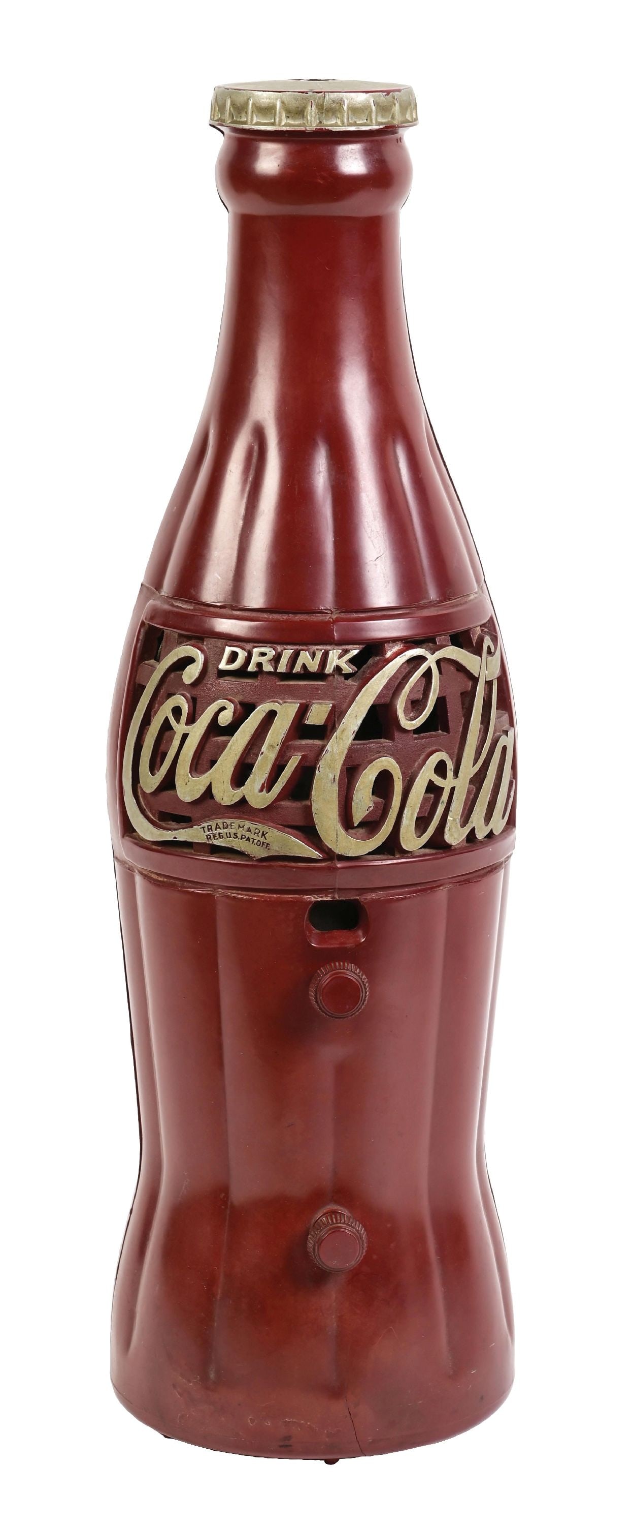 COCA-COLA BAKELITE BOTTLE RADIO: CONDITION: It shows the original top with two small chips, original dials, and cord. It shows light wear overall to the bottle, with several areas of surface scratches. Condition: (8.5). Dimensions: 2