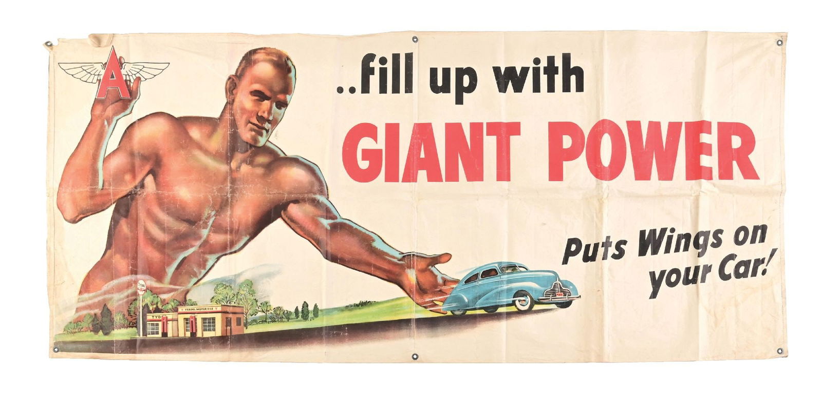 TYDOL GASOLINE FILL UP WITH GIANT POWER SERVICE STATION CLOTH BANNER (1 of 2)