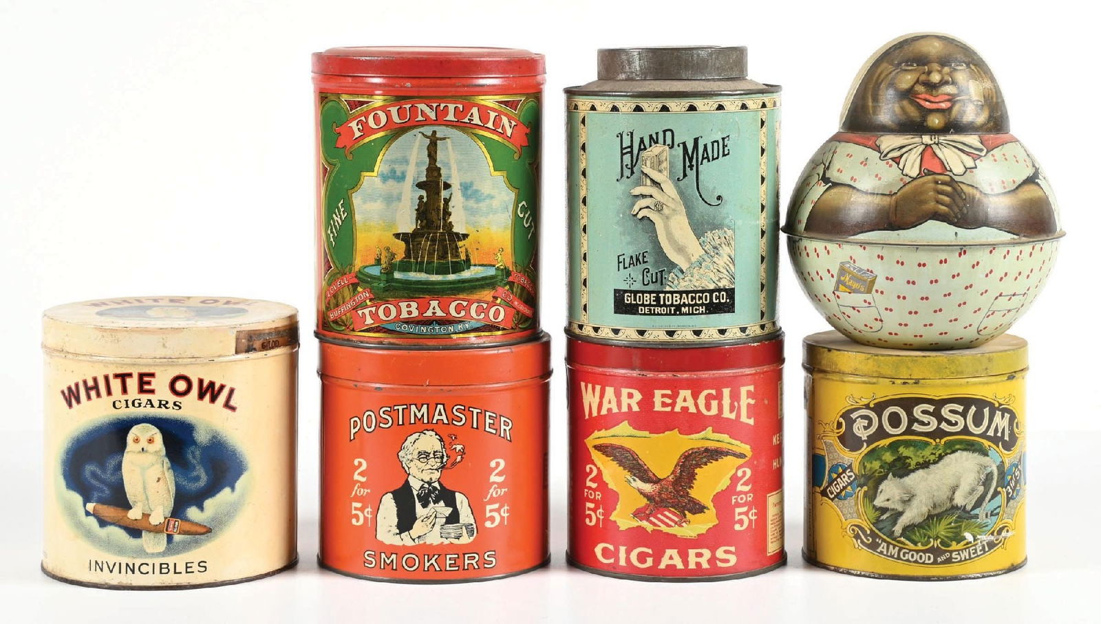 COLLECTION OF 7: CIGAR & TOBACCO TINS (1 of 2)