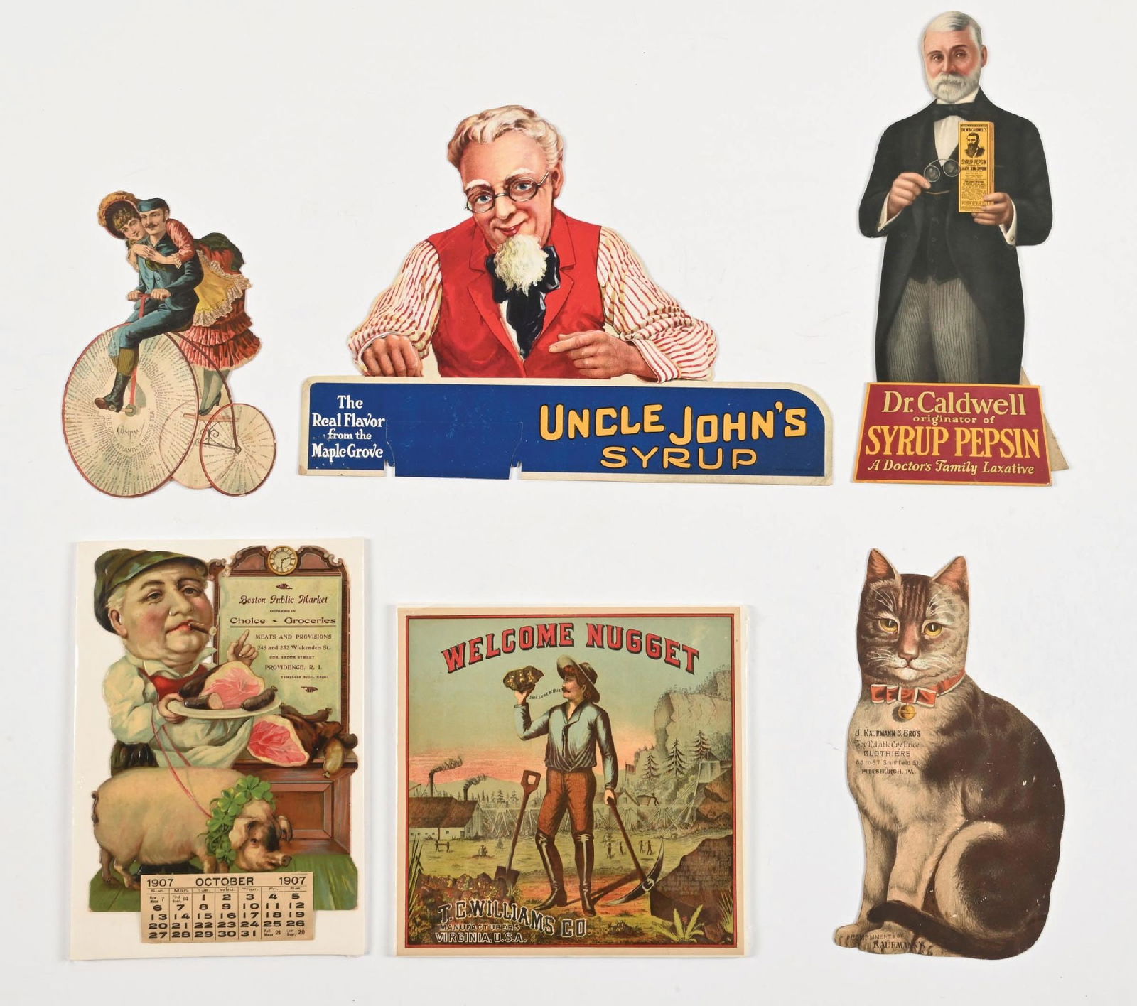 COLLECTION OF 6: VARIOUS VINTAGE GENERAL STORE ADVERTISEMENTS (1 of 3)
