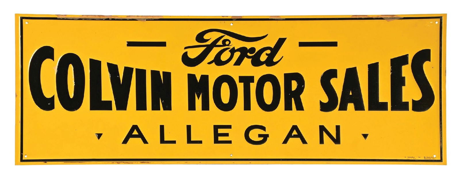 EMBOSSED TIN ADVERTISING SIGN FOR COLVIN FORD MOTOR SALES (1 of 3)