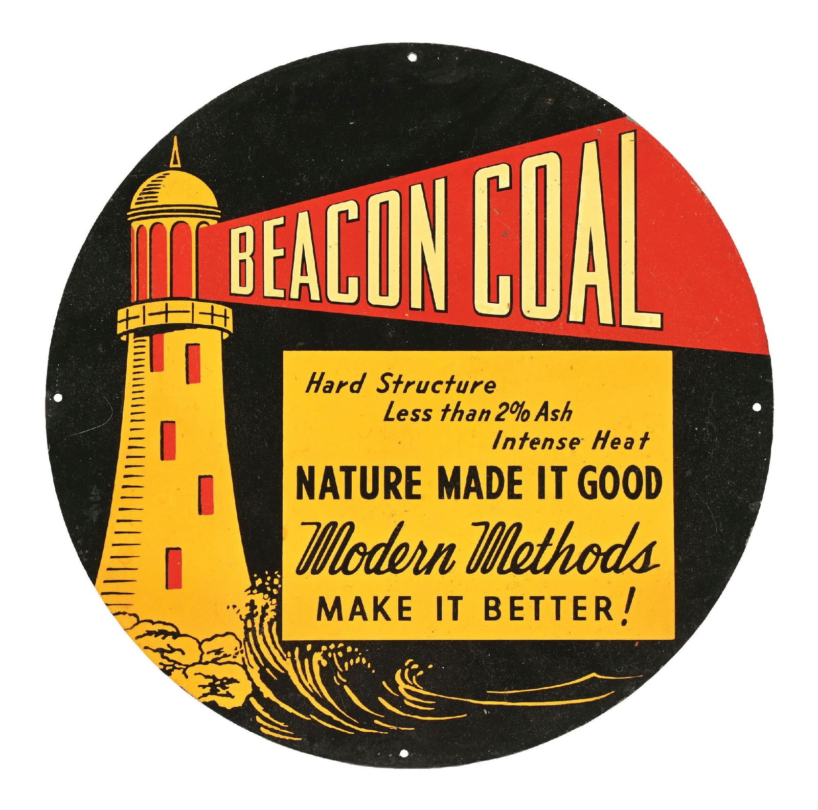 DIE-CUT TIN ADVERTISING SIGN FOR BEACON COAL (1 of 2)