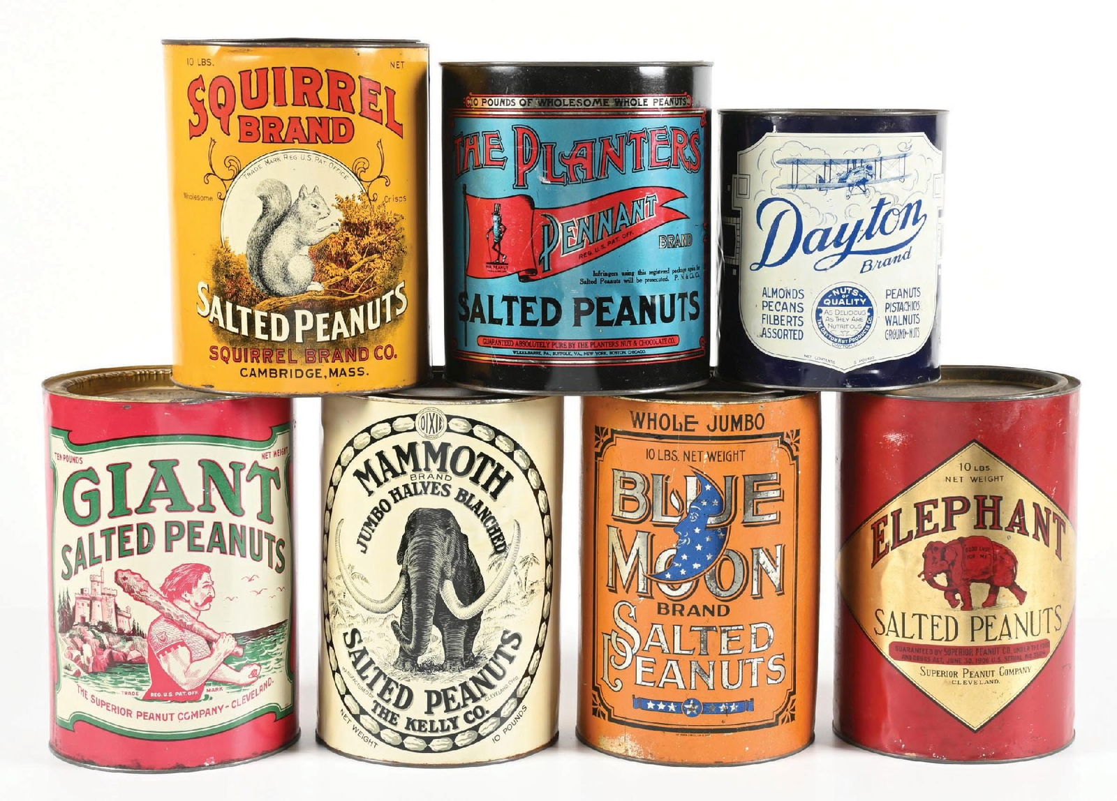 COLLECTION OF 7: COUNTRY STORE PEANUT TINS (1 of 2)